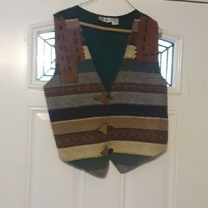 Canvas & leather cowgirl vest